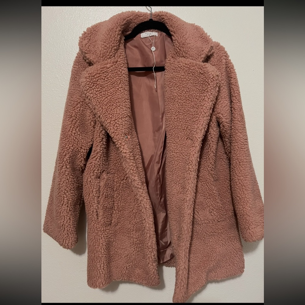 Sage Cozy Dusty Rose Mauve Pink Teddy Coat Small Free People Anthropologie